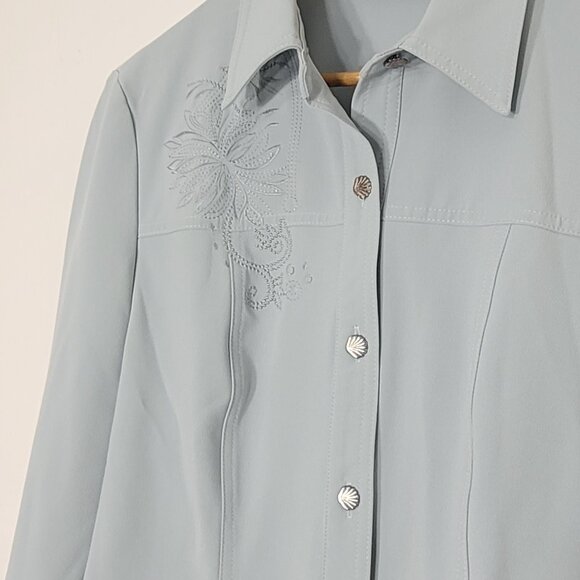 Proportion Petite Conrad C Light Blue Floral Embroidery Jacket Size 12 Petite - Picture 6 of 15